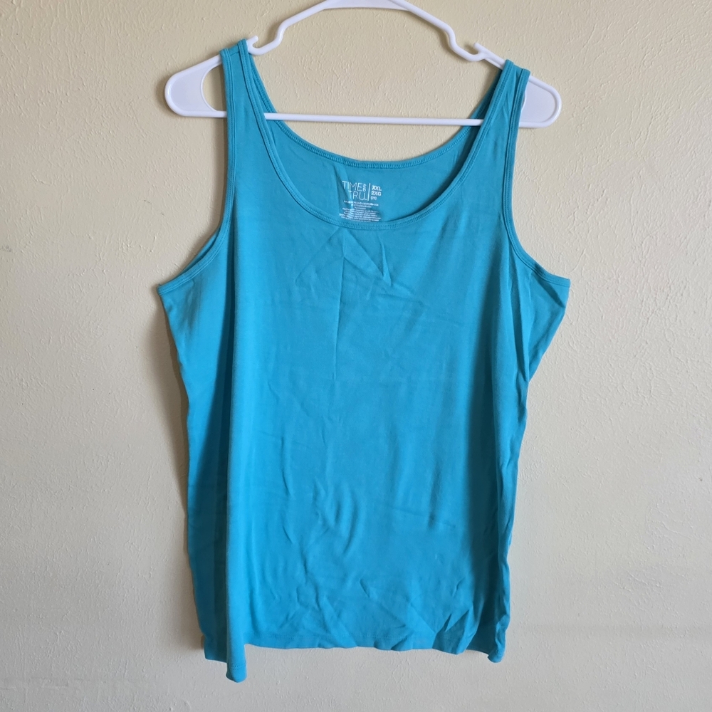 Time and Tru Sleeveless Tank top Turquoise Blue Casual Lounge